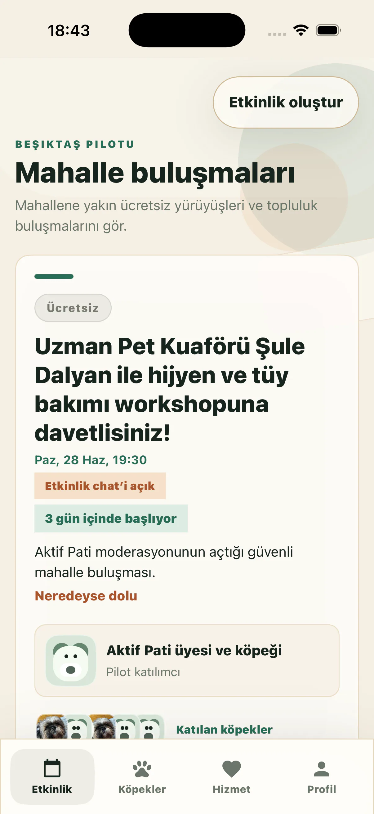 Aktif Pati live website app gallery section with product screens