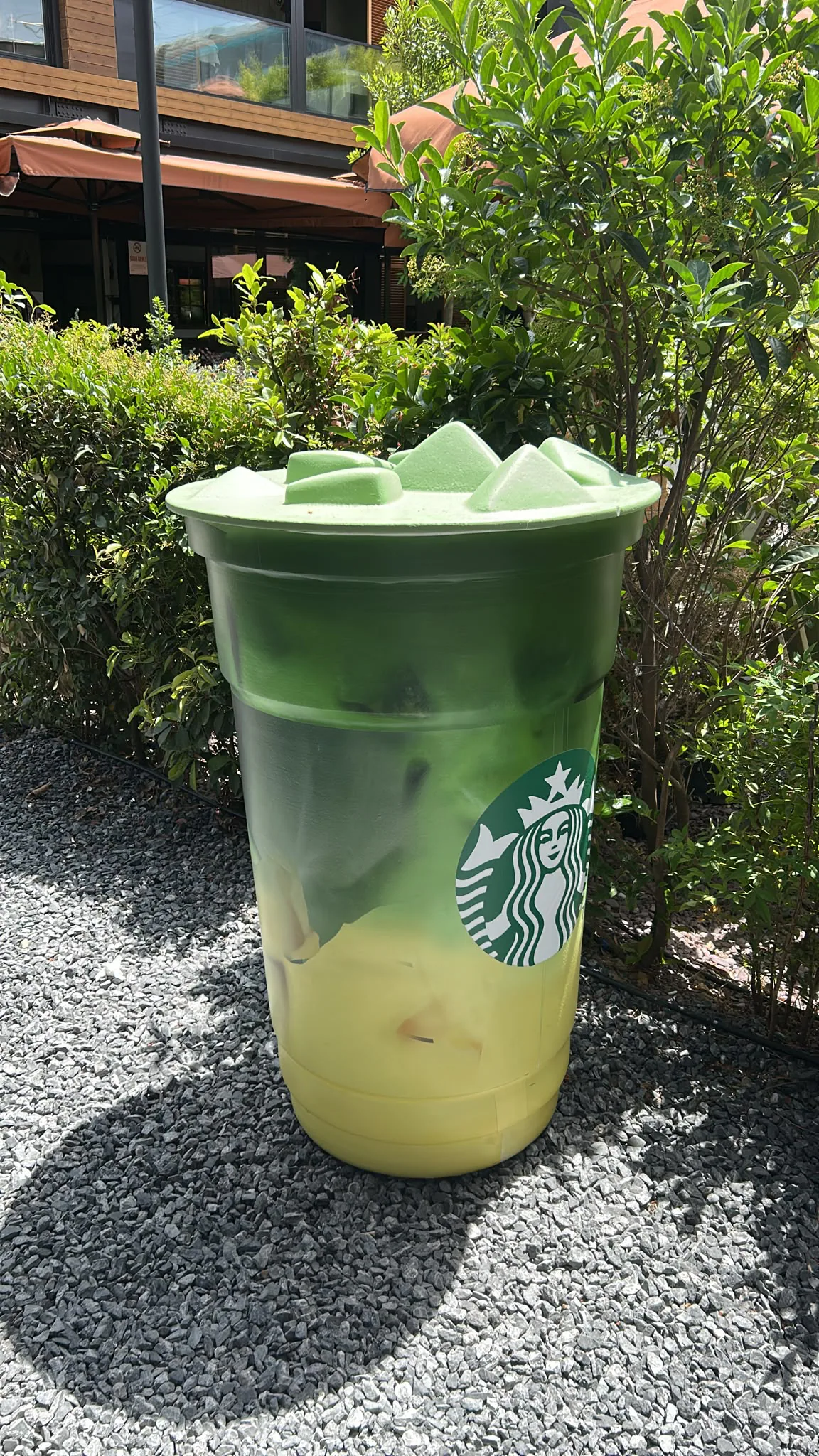 Large cup brand object produced and installed on site