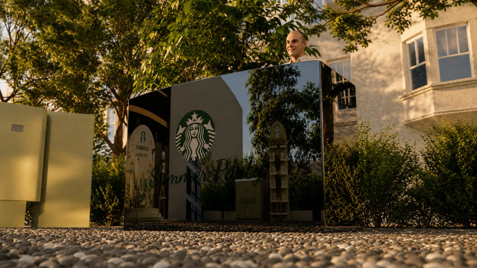 Starbucks Summer Party mirror kiosk render