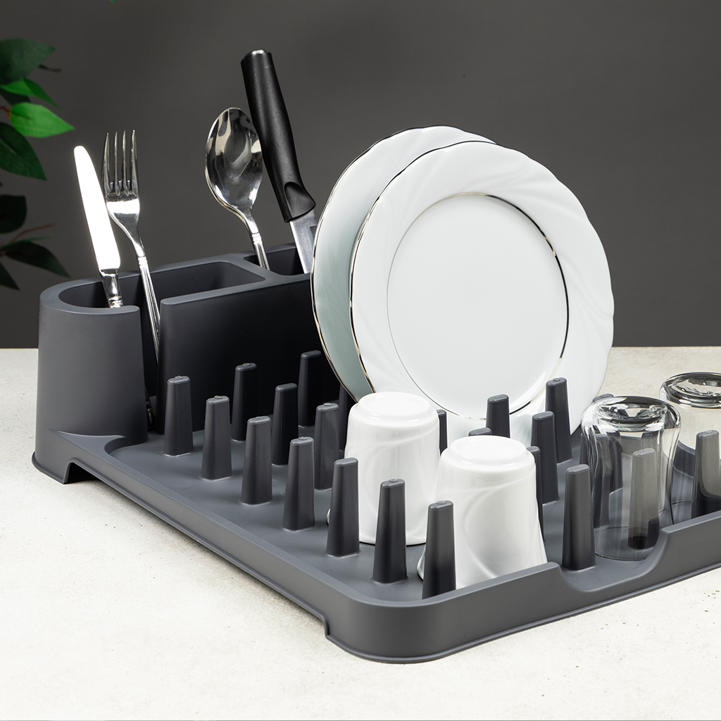 Manufactured DecoBella dish rack photographed on a dark surface