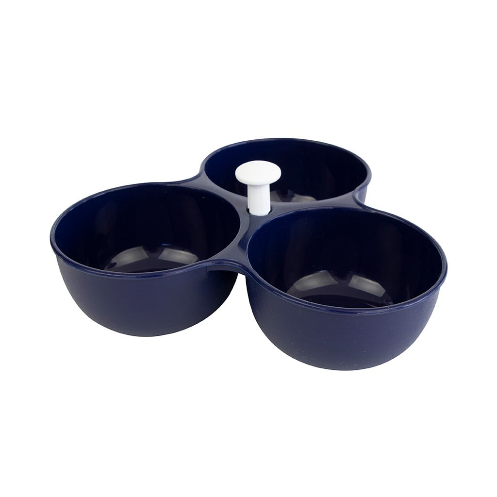 Produced three-cell DecoBella snack tray on white