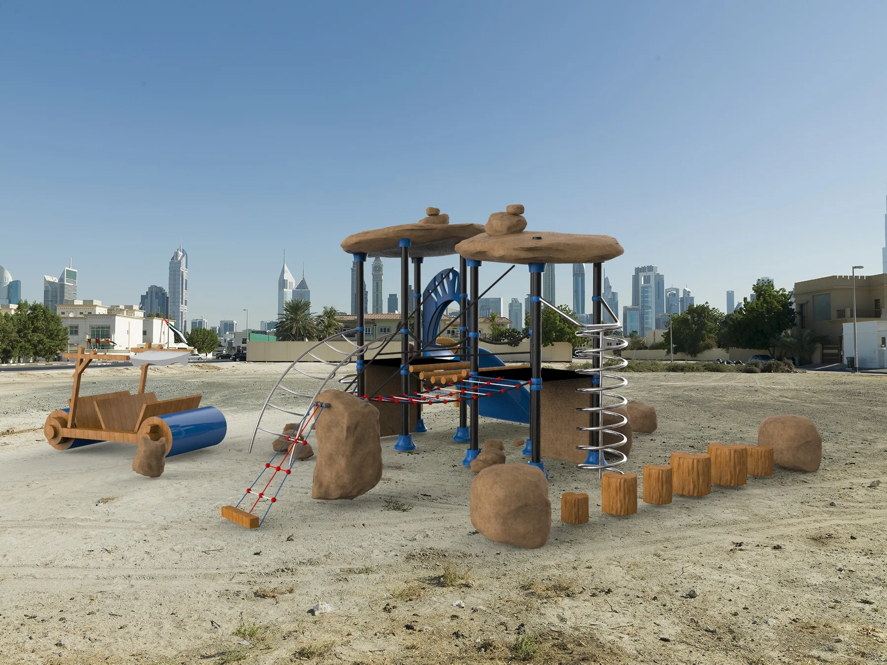 Large-scale Flintstones themed play-system design