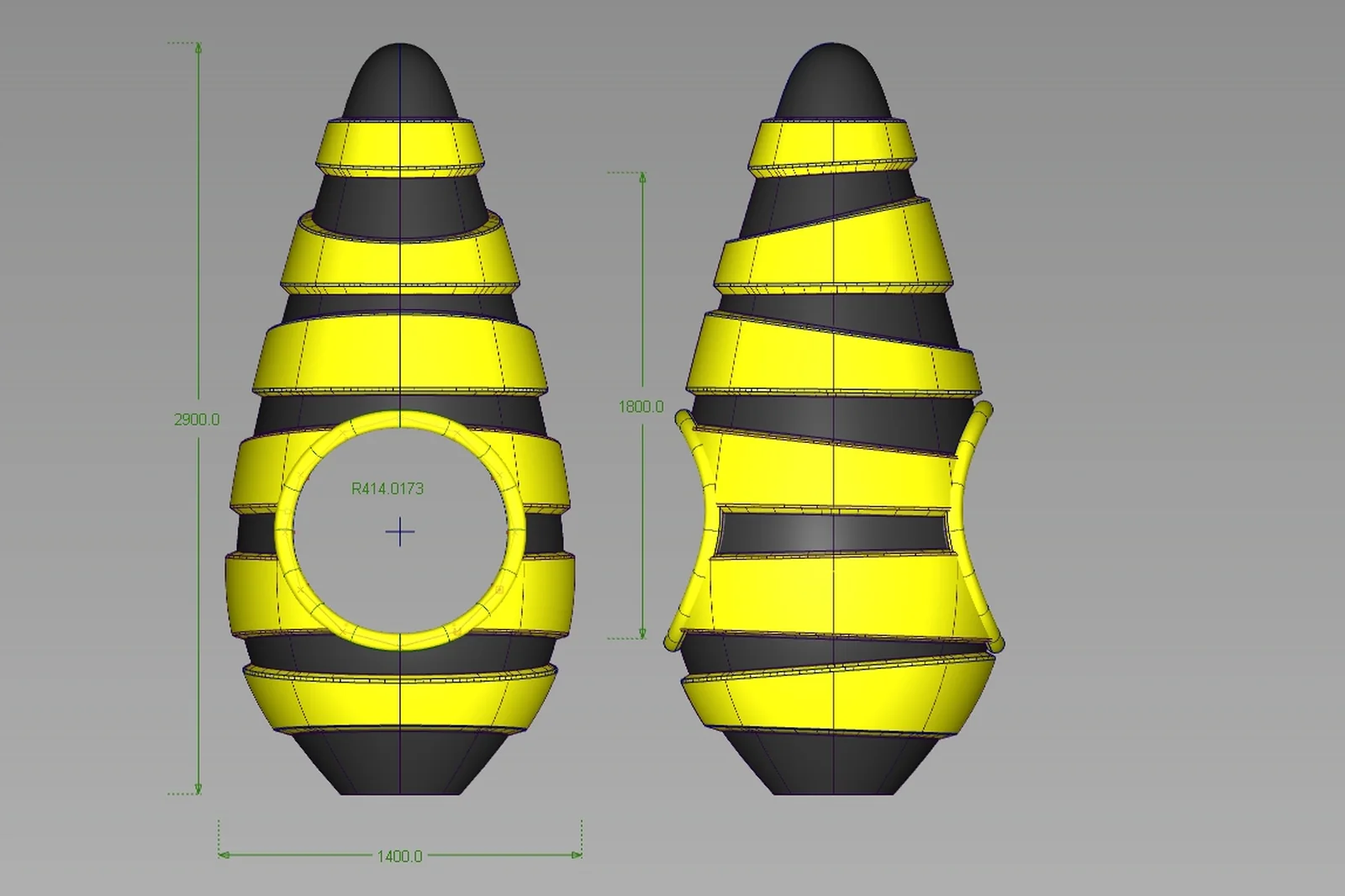 Hive geometry and principal dimensions in the 2017 CAD development archive