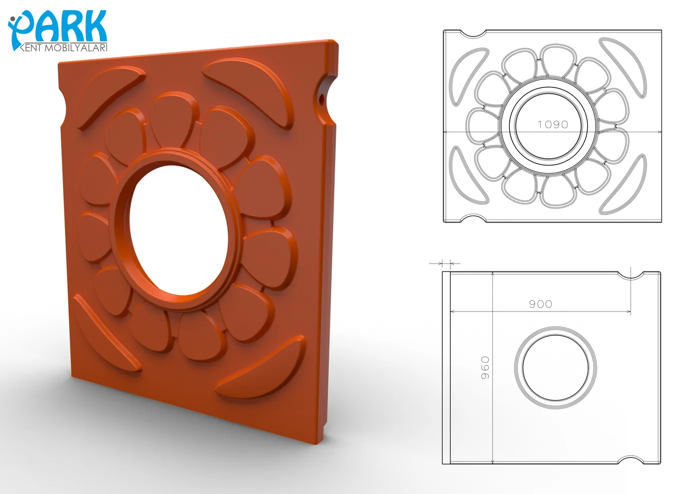 Play-panel product and technical drawing study