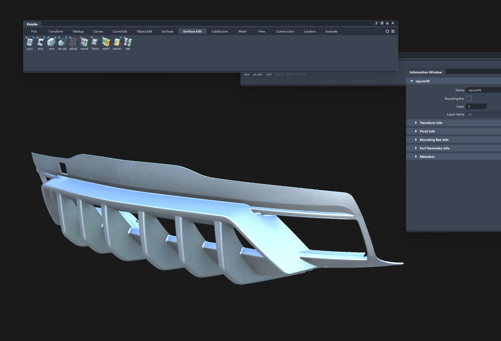 CAD surface and underside structure prepared for product development review