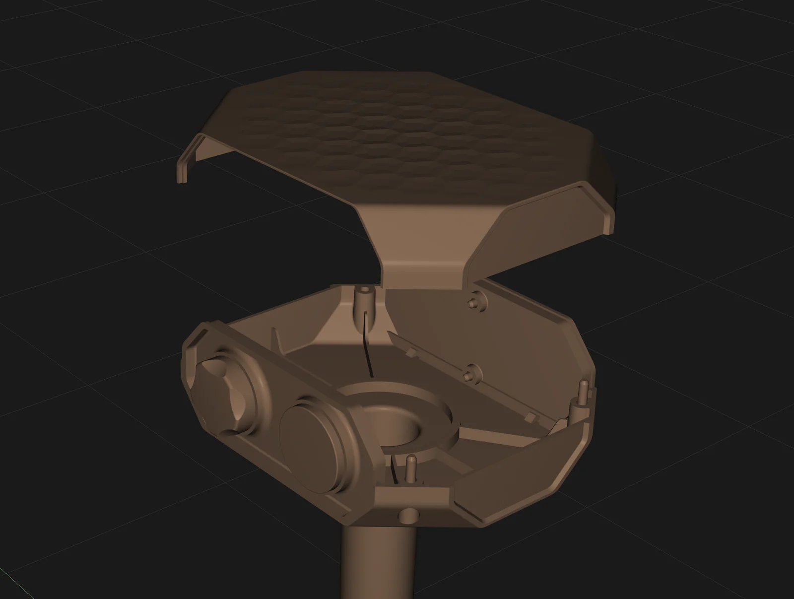 Open Valent enclosure CAD view showing the shell, internal ribs and connection details