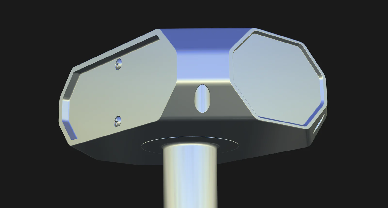 Valent CAD view showing probe connection, underside surfaces and mounting details